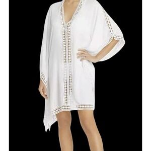 Tommy Bahama‎ White Lace Tunic Cover-Up Lace Inset and Edge Women's Size Large